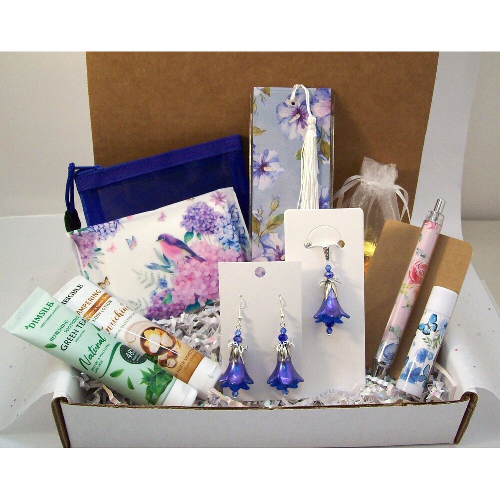 Boho Floral Jewelry Set, Silver & Blue, Artisan Crafted Flower Gifts for Her